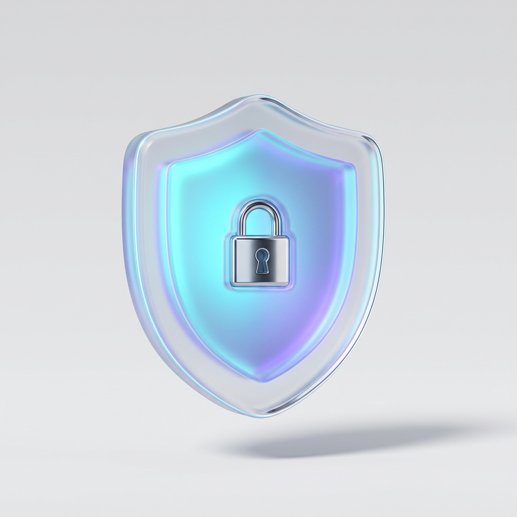 Frosted glass shield with a chrome padlock